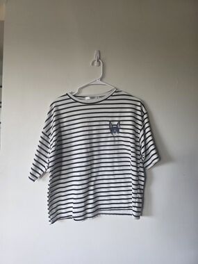 Striped Frenchie Embroidered Tee